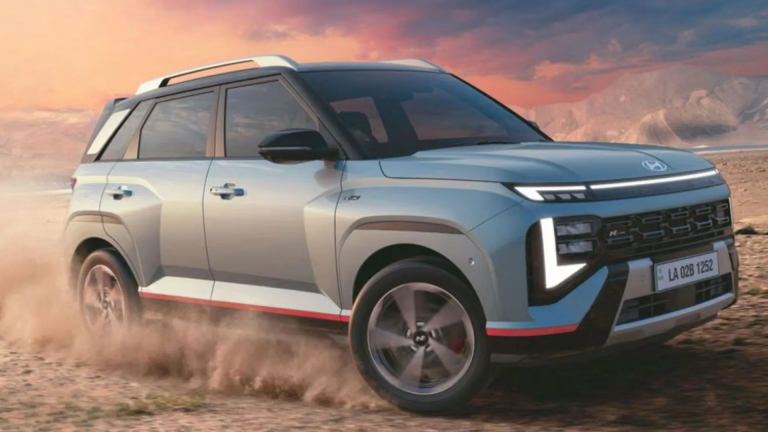 New Hyundai Venue N Line 2025 front and side profile with sporty red highlights and alloy wheels