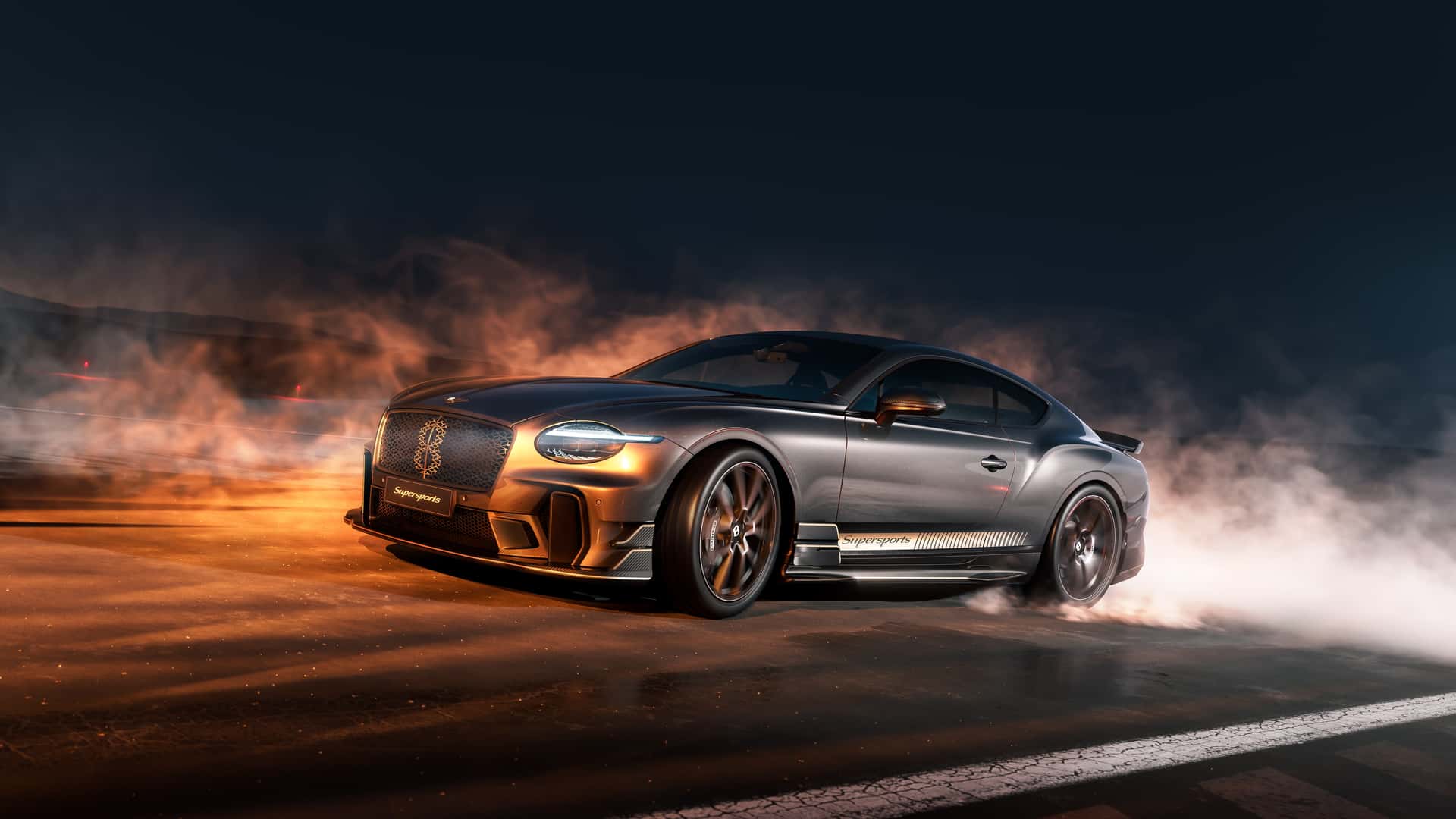 Bentley Continental GT Supersports front view with new aero package and large rear wing.